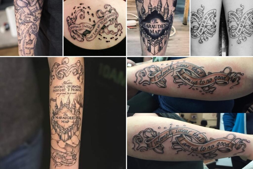 marauders map harry potter tattoo ideas